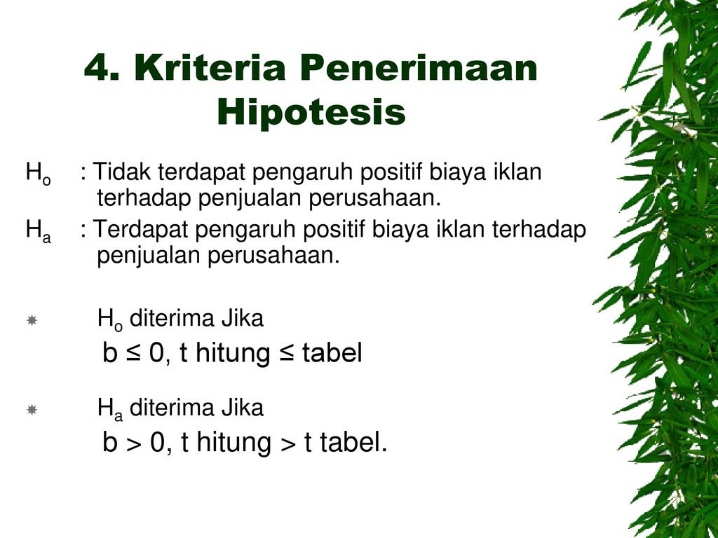 4. Kriteria Penerimaan Hipotesis