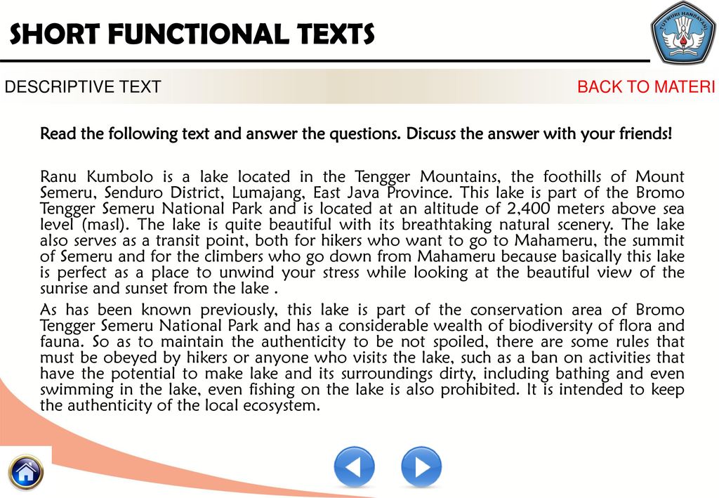 Descriptive text about bromo mountain