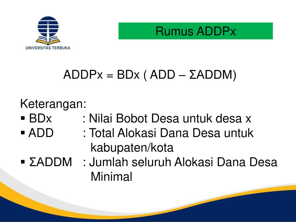 ADDPx = BDx ( ADD – ΣADDM)