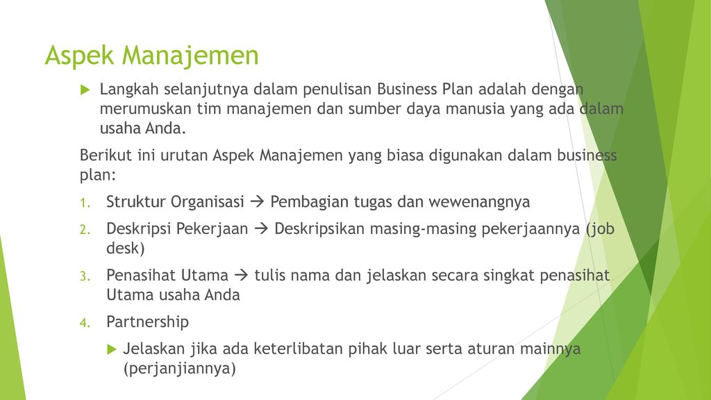 Aspek Manajemen Dan Pemasaran Dalam Business Plan Ppt Download