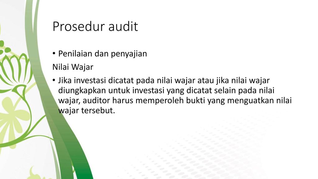 Prosedur audit Penilaian dan penyajian Nilai Wajar
