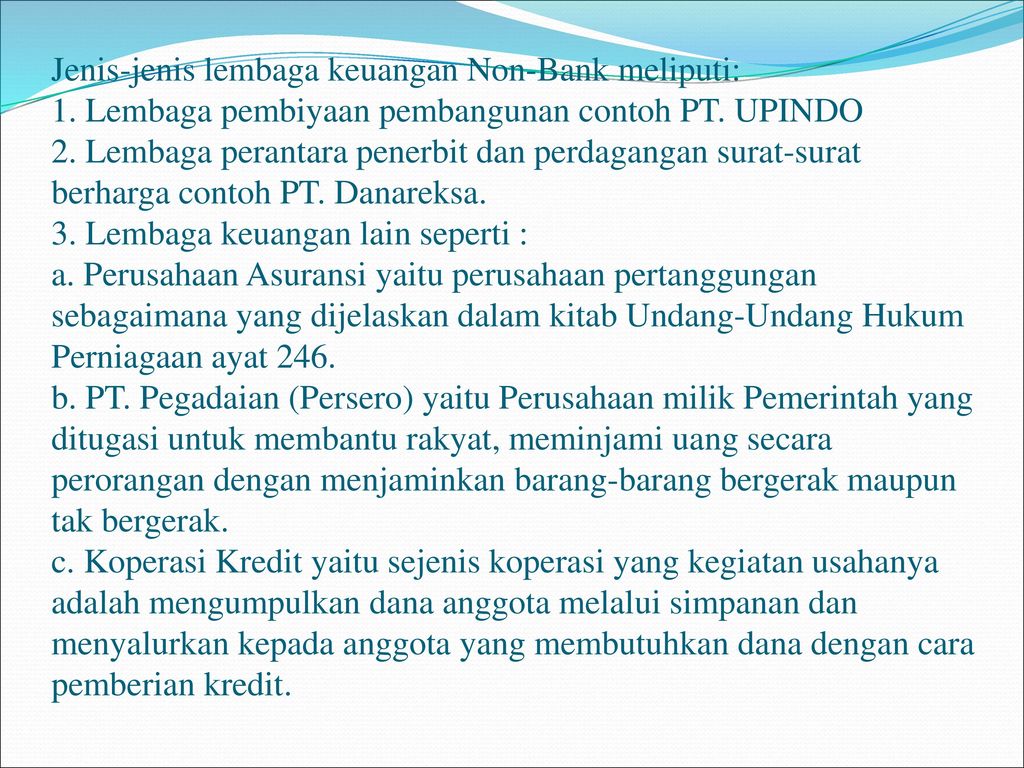 Jenis Jenis Lembaga Keuangan Bukan Bank – Ujian