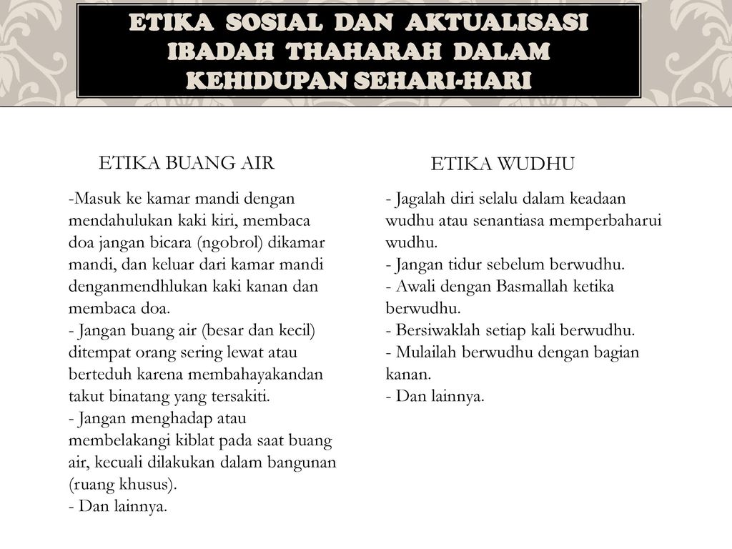 Thaharah Ritual Dan Spiritualnya Ppt Download