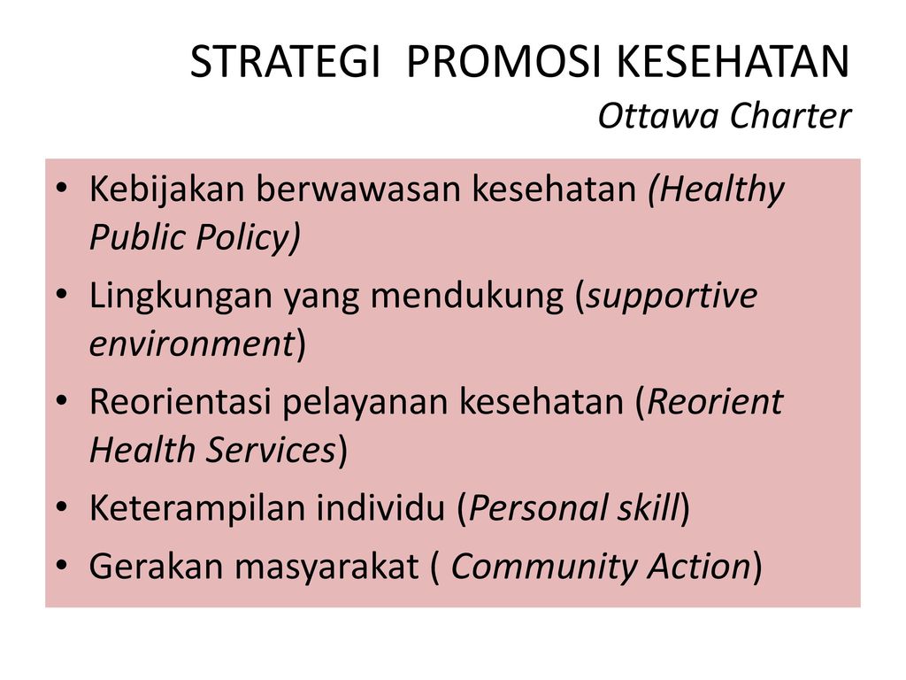 STRATEGI PROMOSI KESEHATAN Ottawa Charter
