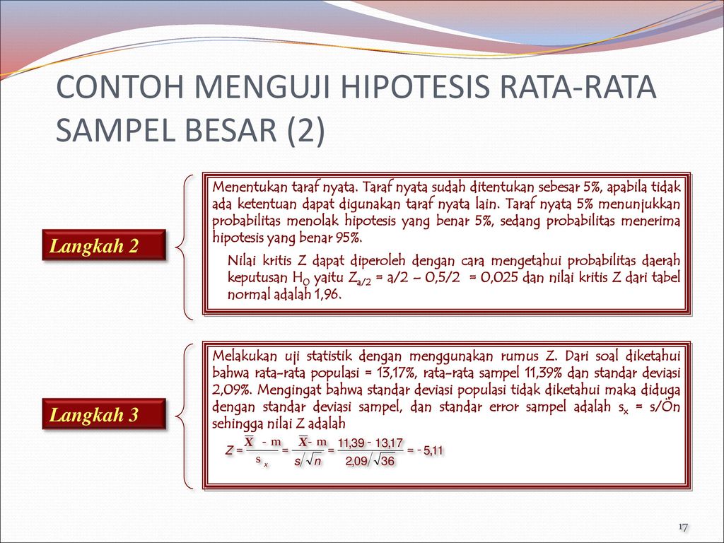 CONTOH MENGUJI HIPOTESIS RATA-RATA SAMPEL BESAR (2)
