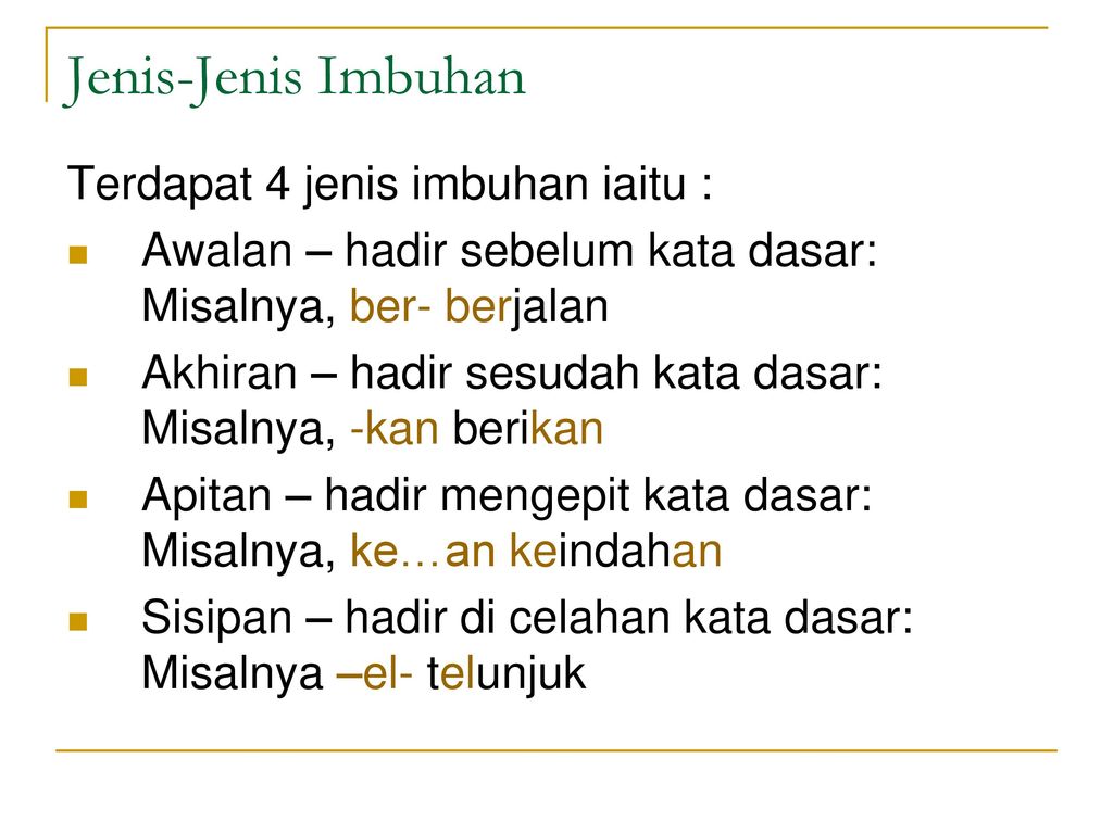 Contoh Kata Berimbuhan Jenis Imbuhan Dan Kata Dasar