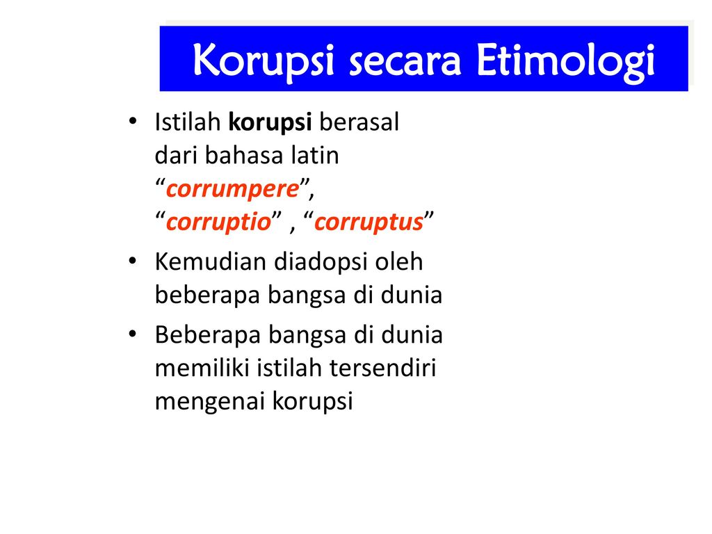 Korupsi secara Etimologi