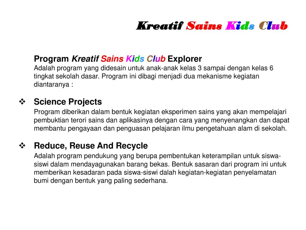 Kreatif Sains Kids Club Ppt Download