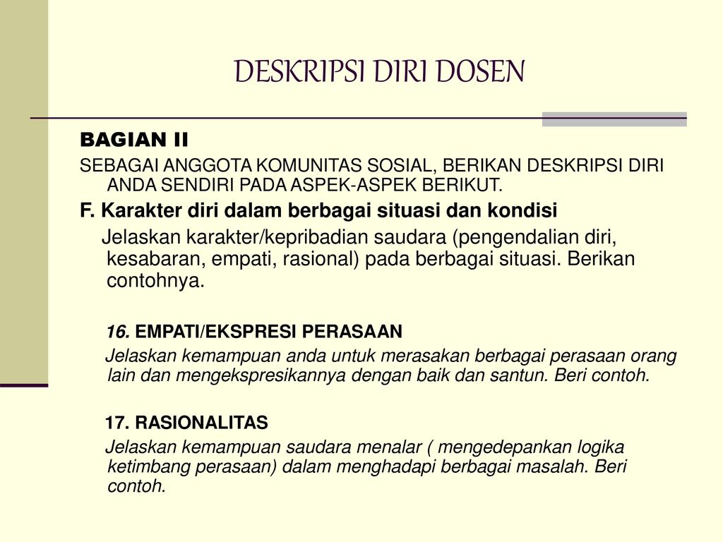 Pedoman Penyusunan Diskripsi Diri Dosen Ppt Download