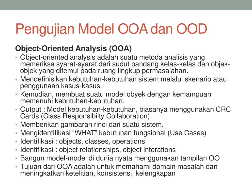 Pengujian Model OOA dan OOD