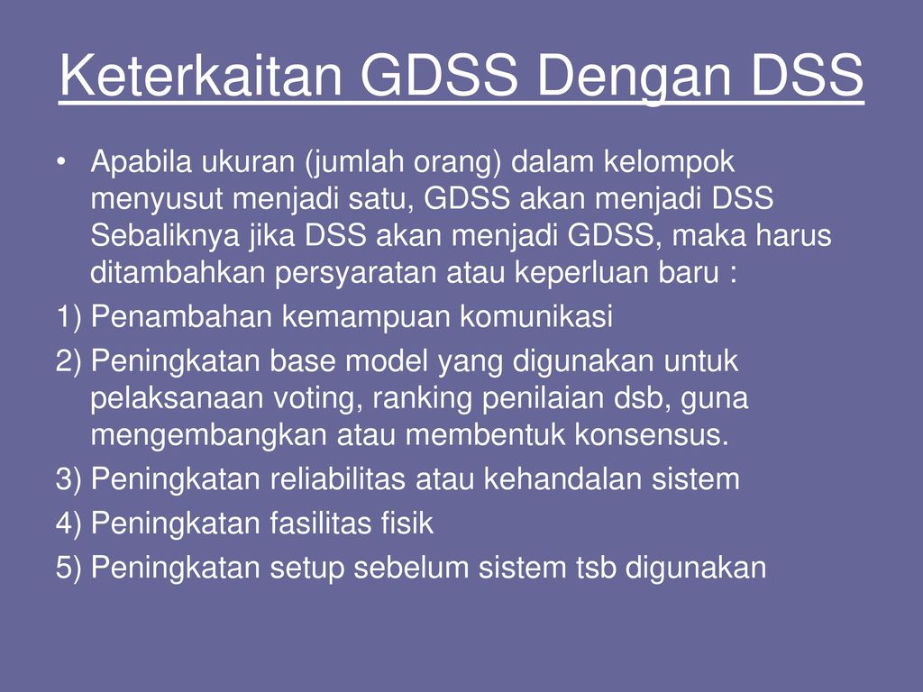 Keterkaitan GDSS Dengan DSS