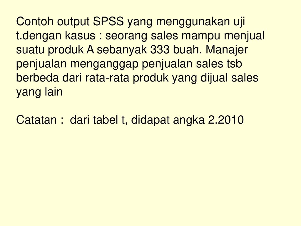 Contoh output SPSS yang menggunakan uji t