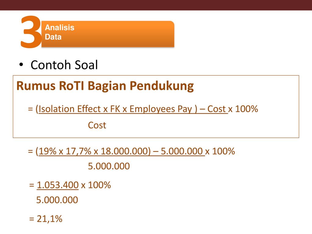 3 = (Isolation Effect x FK x Employees Pay ) – Cost x 100% Contoh Soal