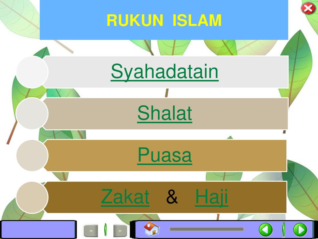 RUKUN ISLAM Syahadatain Shalat Puasa Zakat & Haji