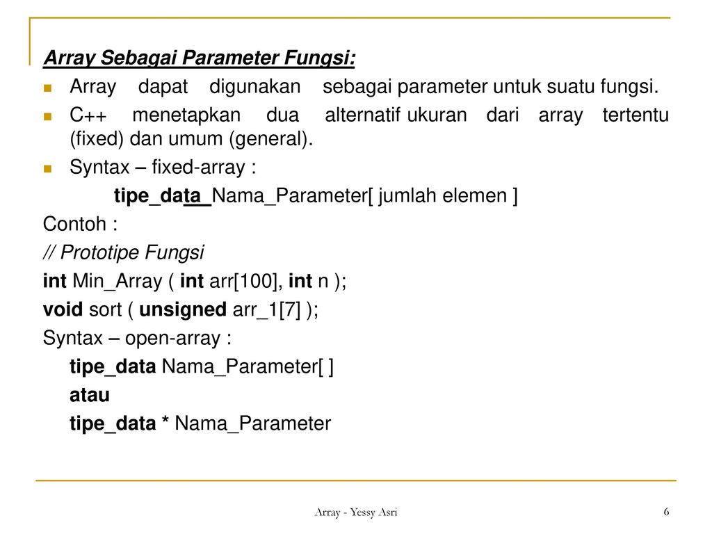 Array Sebagai Parameter Fungsi: