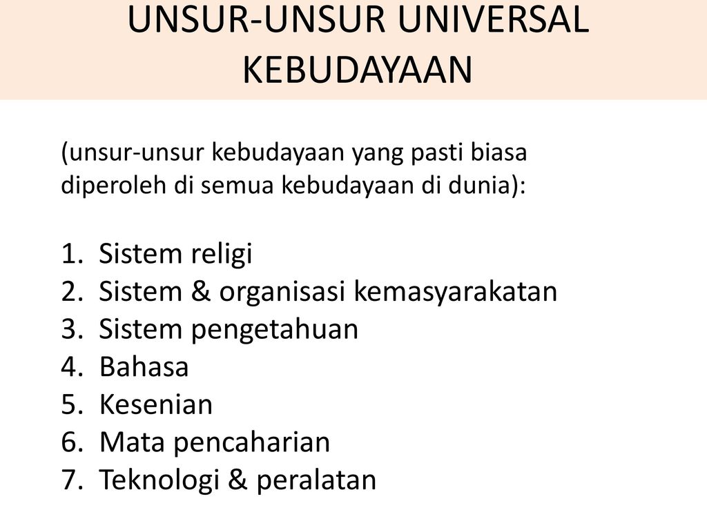 UNSUR-UNSUR UNIVERSAL KEBUDAYAAN