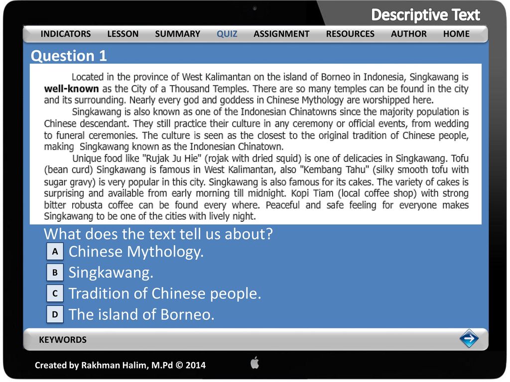 What does the text tell us about Chinese Mythology. Singkawang.