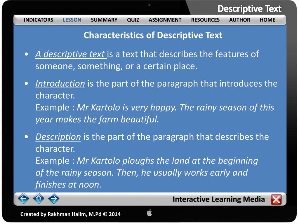 Characteristics of Descriptive Text