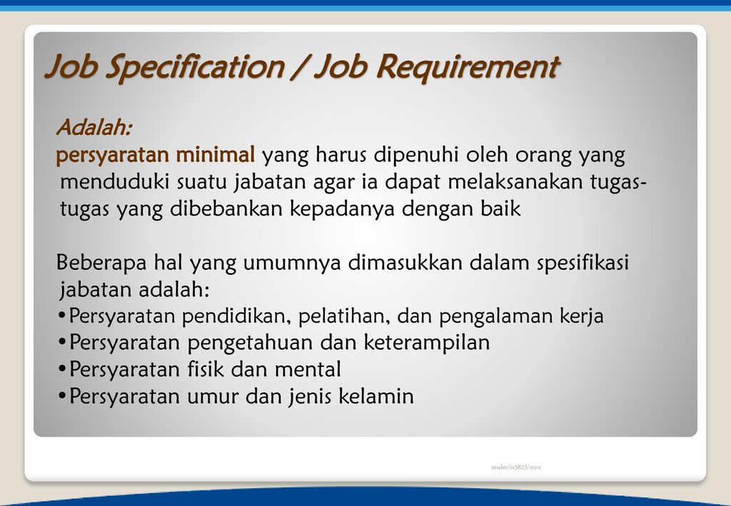 Contoh Job Classification – Ilmu