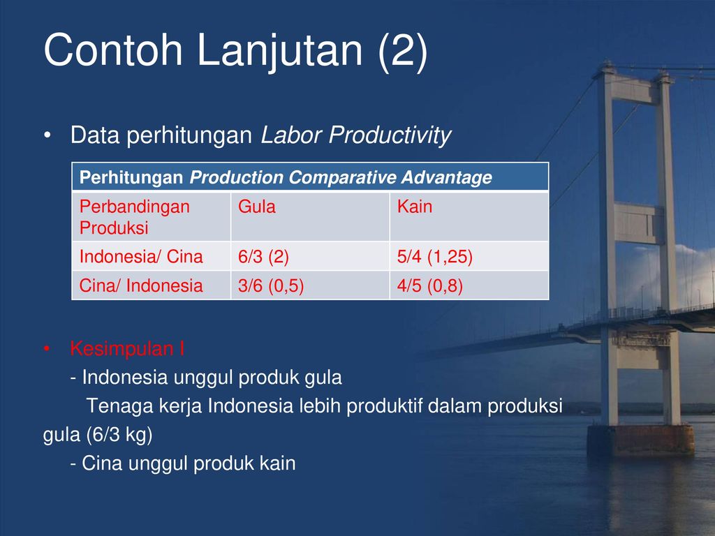 Contoh Lanjutan (2) Data perhitungan Labor Productivity Kesimpulan I
