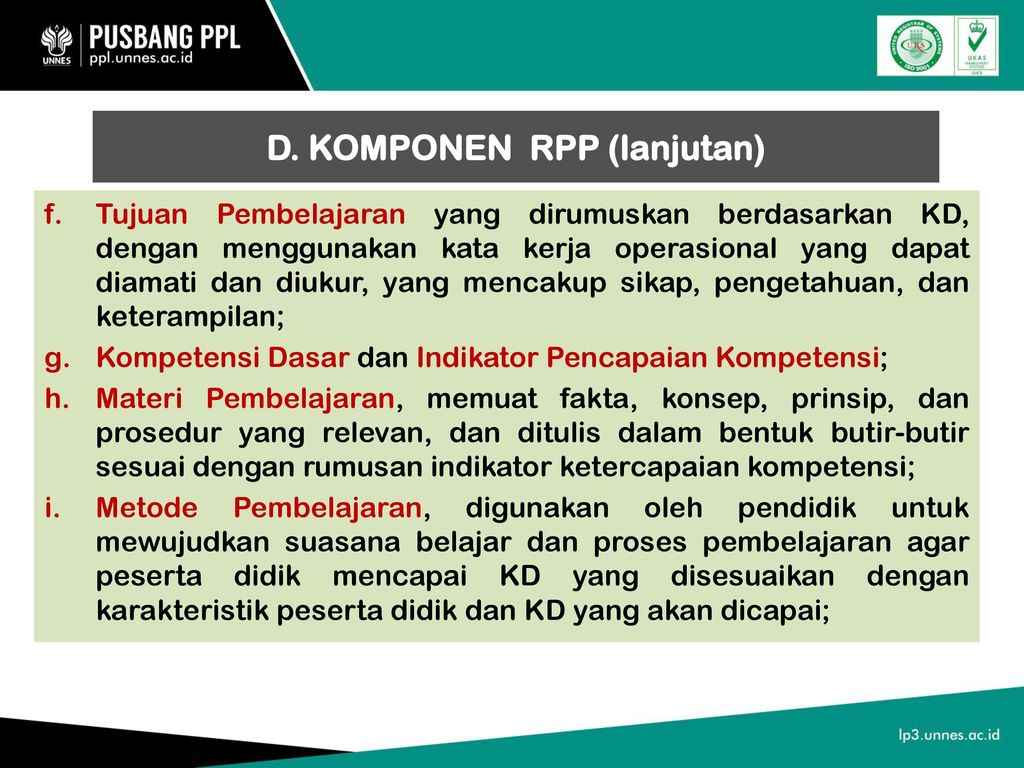 D. KOMPONEN RPP (lanjutan)