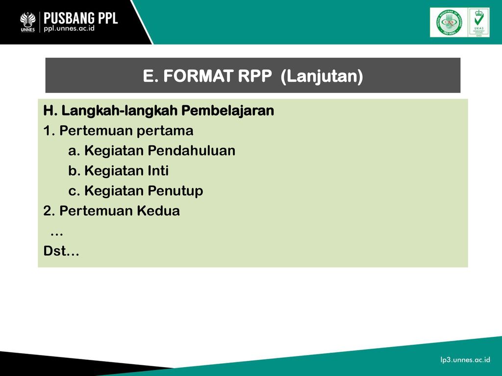 E. FORMAT RPP (Lanjutan)