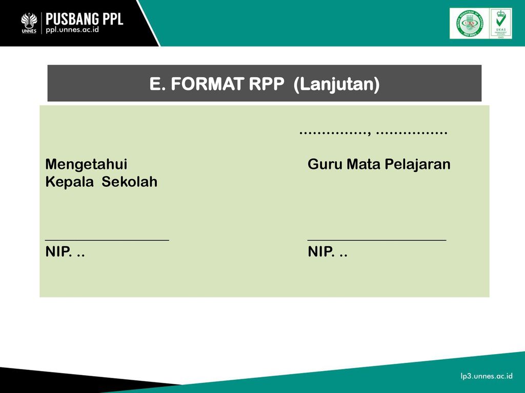 E. FORMAT RPP (Lanjutan)
