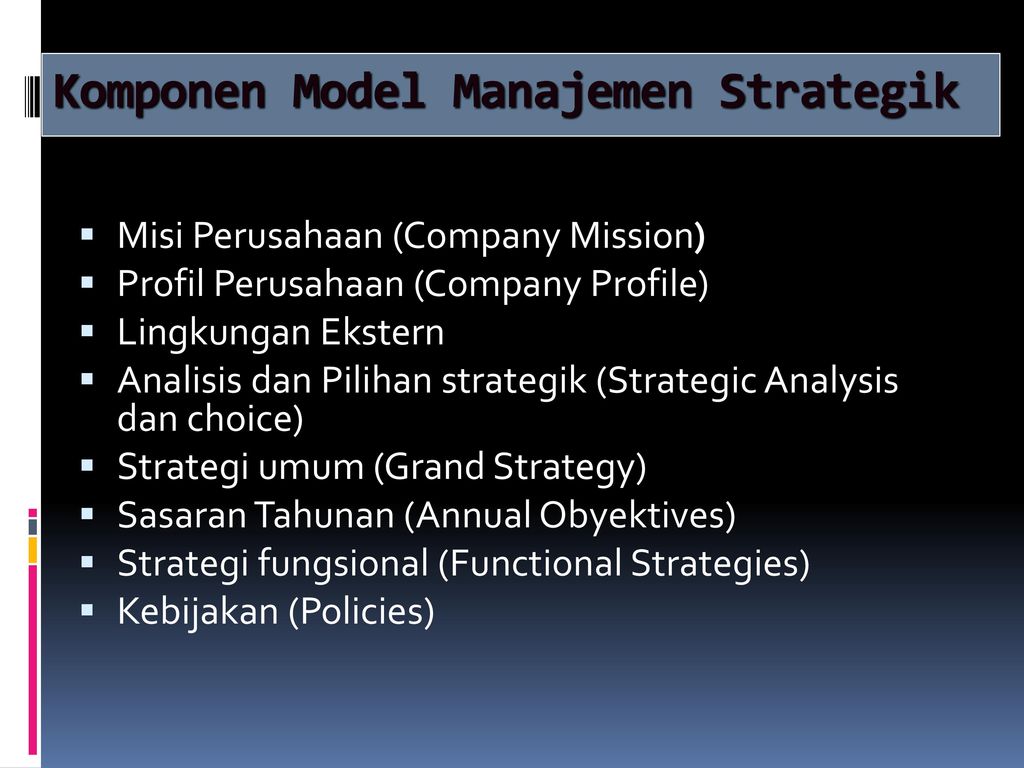 Komponen Model Manajemen Strategik