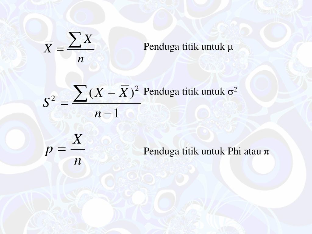 Penduga titik untuk  Penduga titik untuk 2 Penduga titik untuk Phi atau π