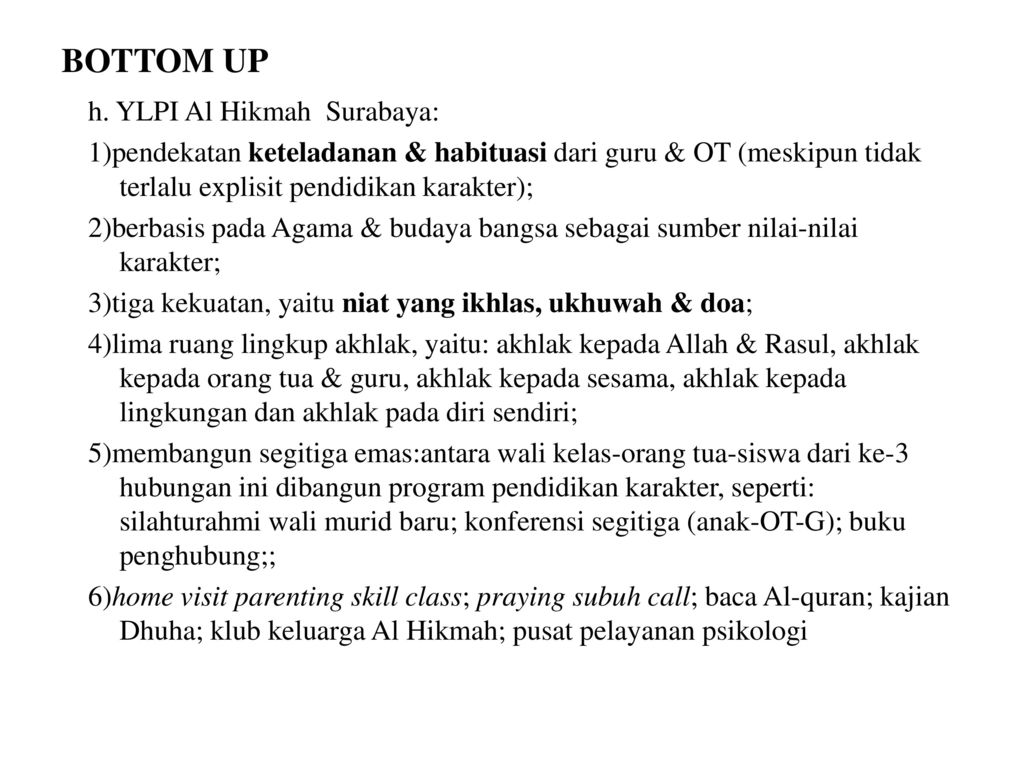 BOTTOM UP h. YLPI Al Hikmah Surabaya: