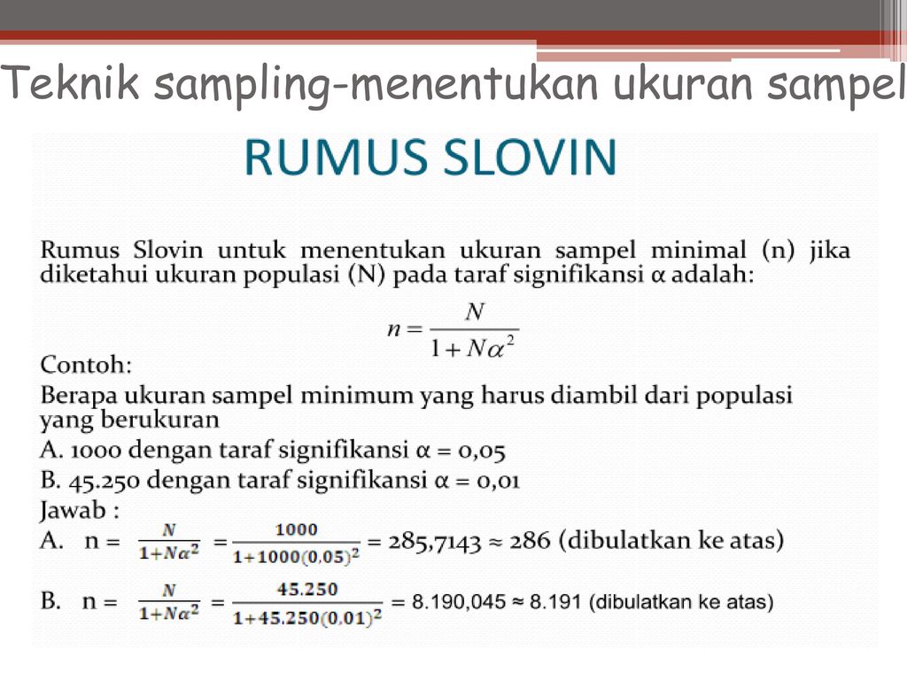 Rumus Pengambilan Sampel Menurut Strata