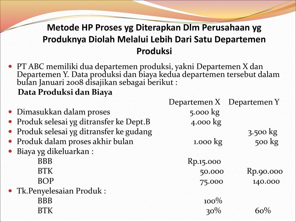 Metode HP Proses yg Diterapkan Dlm Perusahaan yg Produknya Diolah Melalui Lebih Dari Satu Departemen Produksi