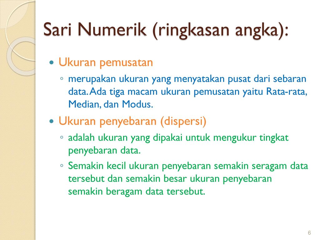 Sari Numerik (ringkasan angka):