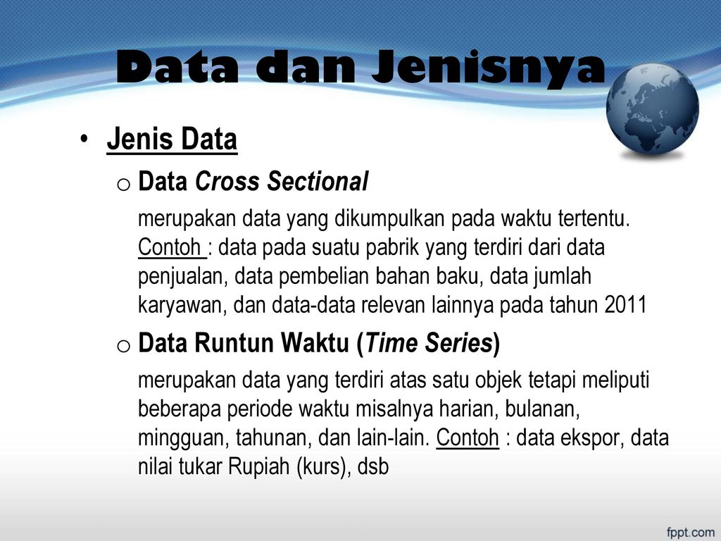 Data dan Jenisnya Jenis Data Data Cross Sectional