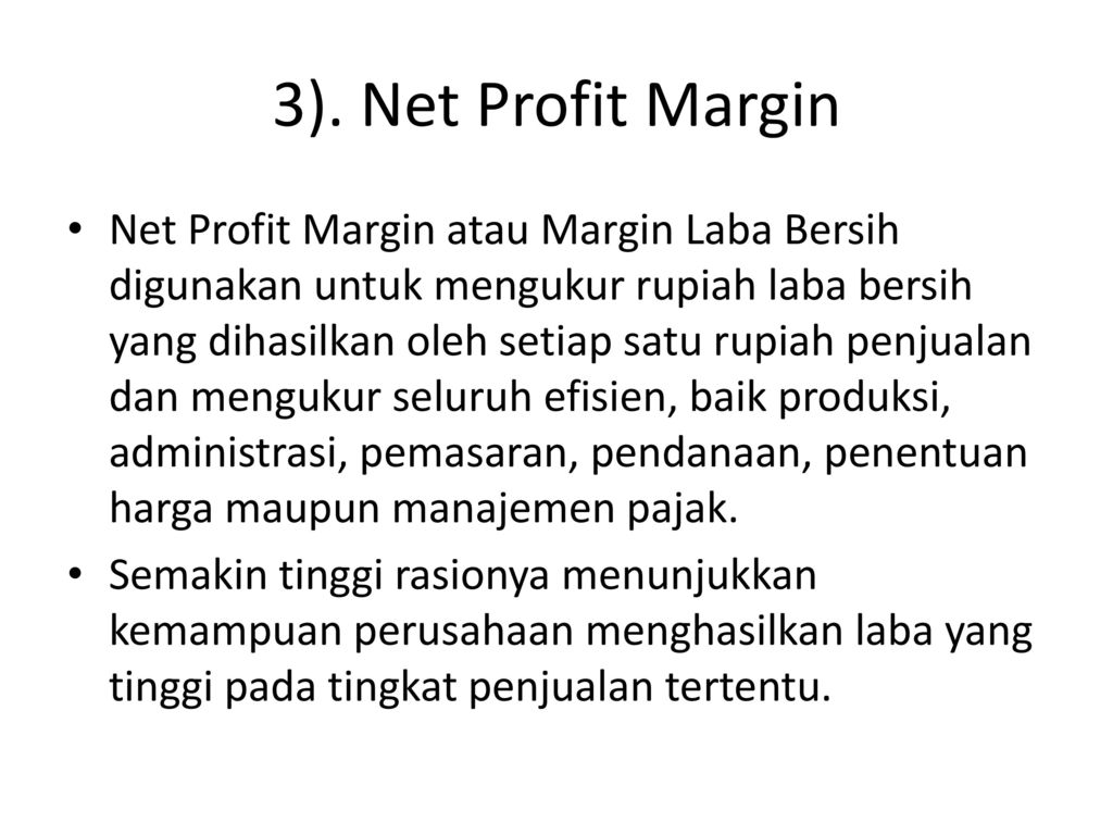 3). Net Profit Margin