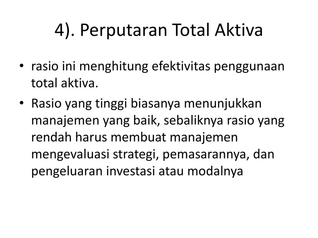 4). Perputaran Total Aktiva