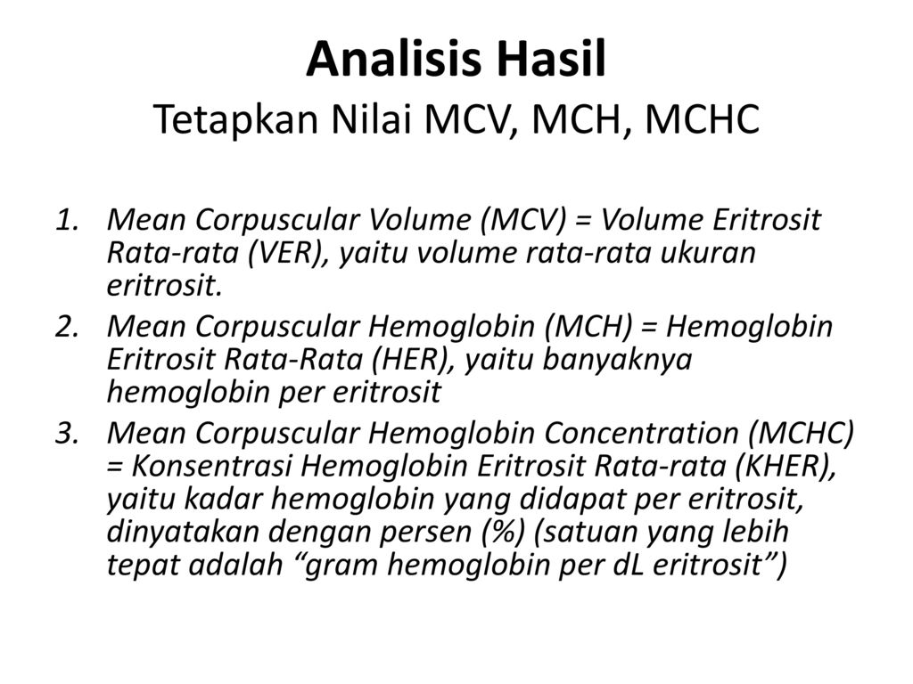 Analisis Hasil Tetapkan Nilai MCV, MCH, MCHC