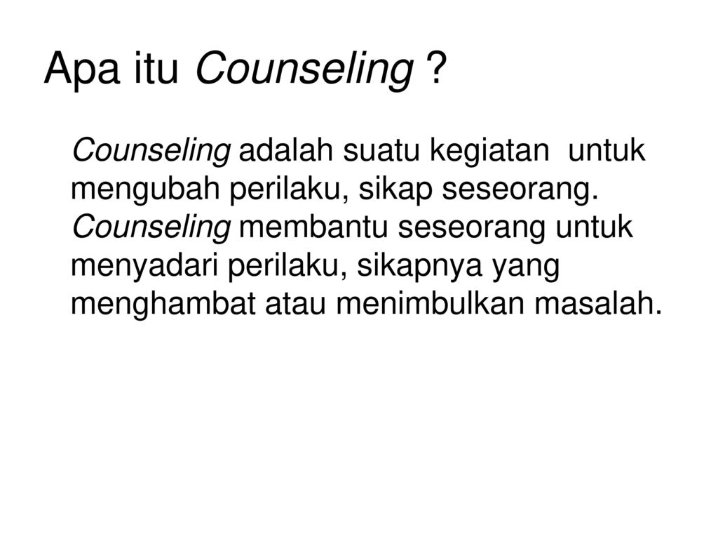 Apa itu Counseling