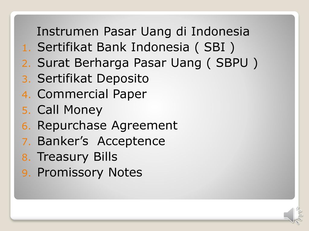 Instrumen Pasar Uang di Indonesia