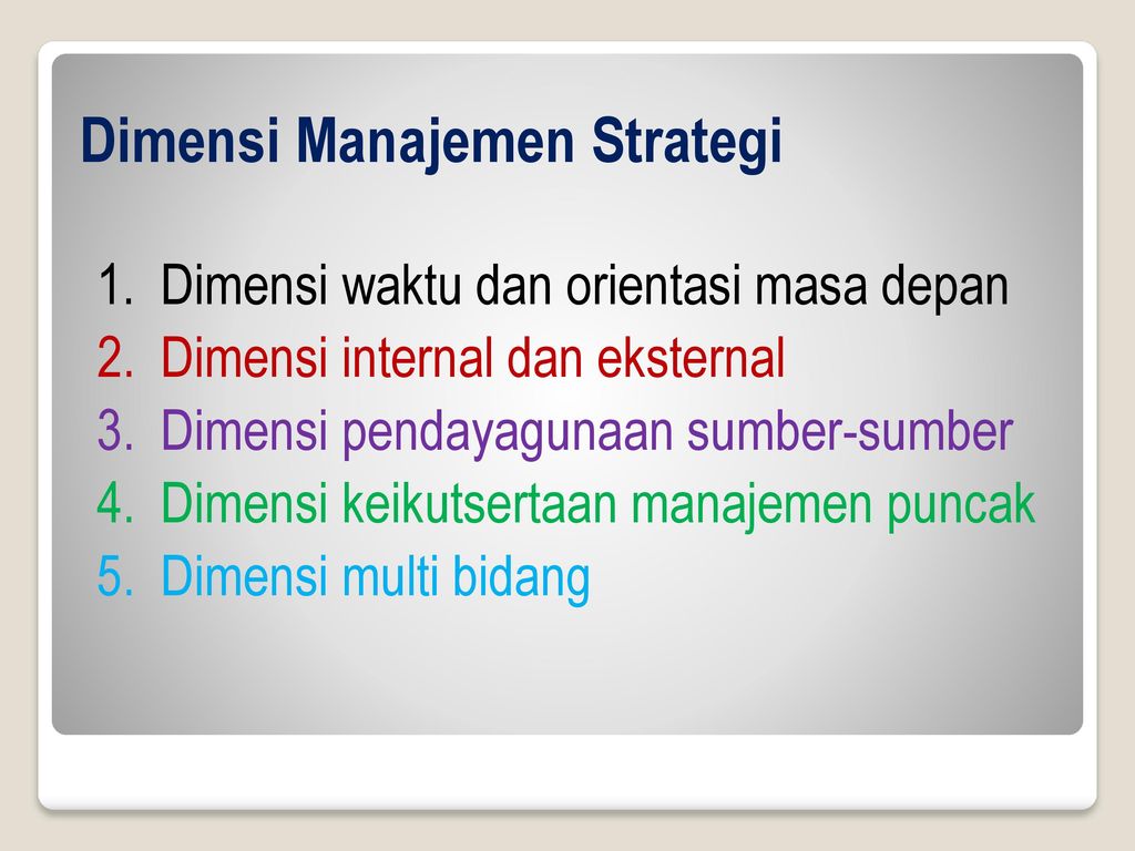 Dimensi Manajemen Strategi