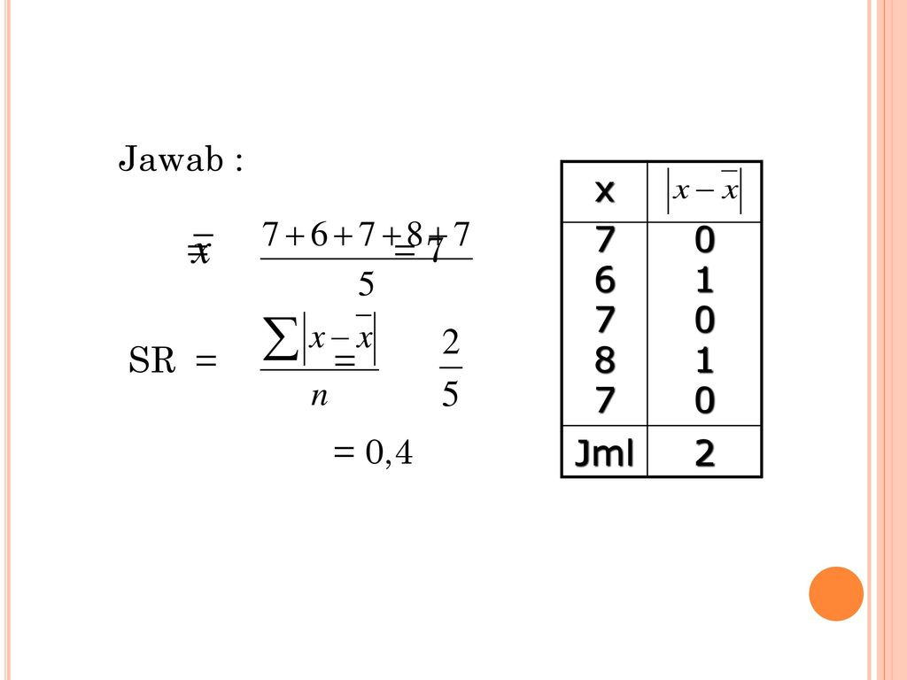 Jawab : = = 7 SR = = = 0,4 x Jml 2