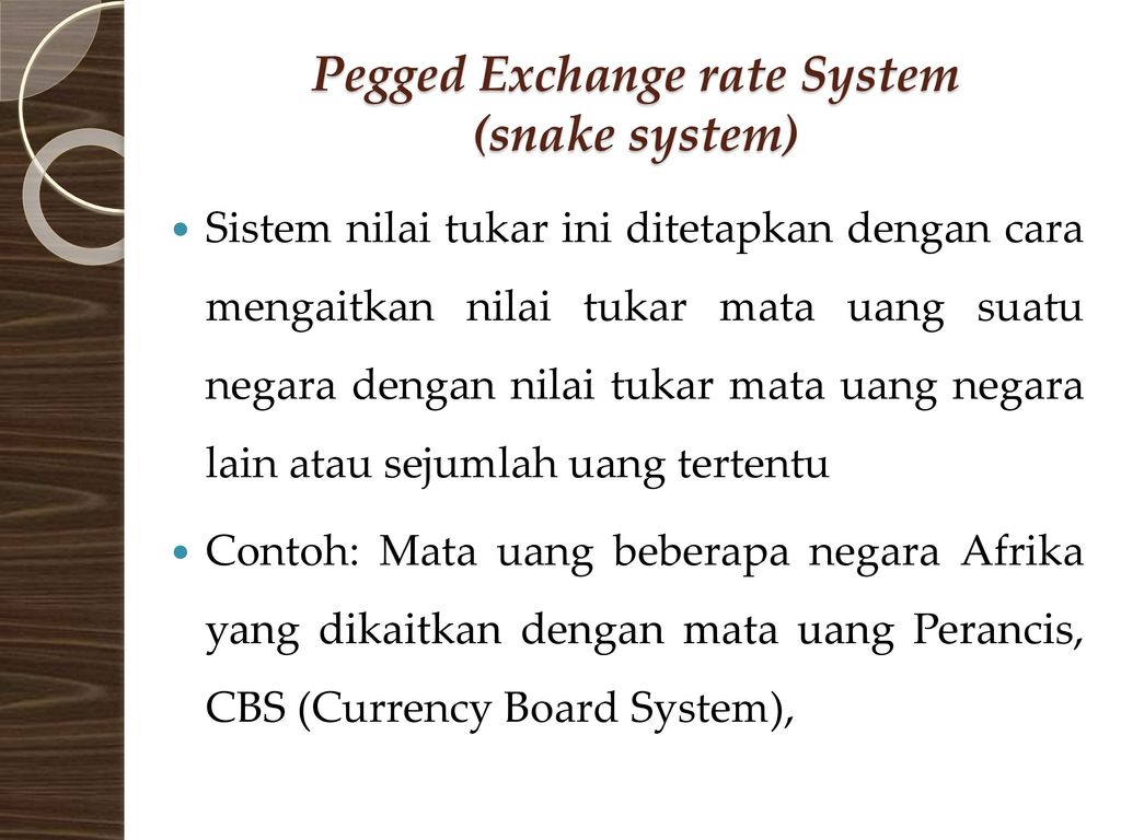 Pegged Exchange rate System (snake system)