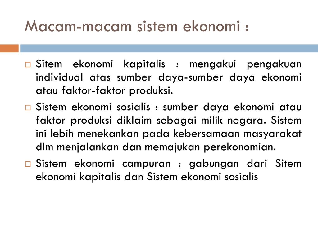 Faktor Sistem Ekonomi – Sinau