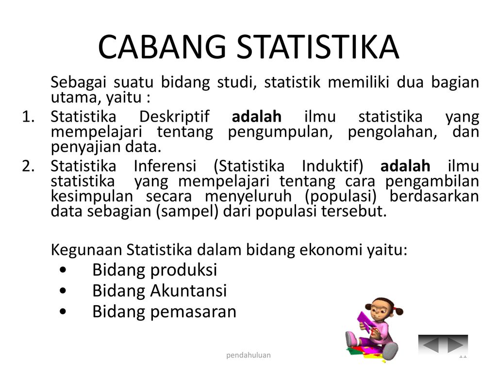 CABANG STATISTIKA Bidang produksi Bidang Akuntansi Bidang pemasaran
