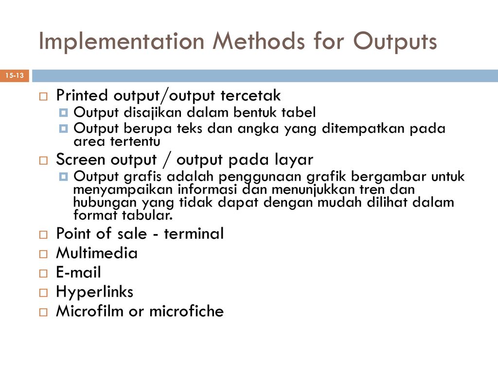 Implementation methods