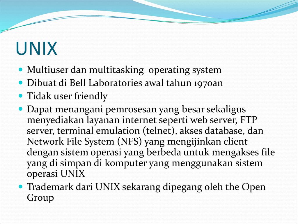 UNIX Multiuser dan multitasking operating system