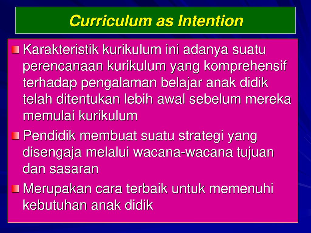 Curriculum as Intention