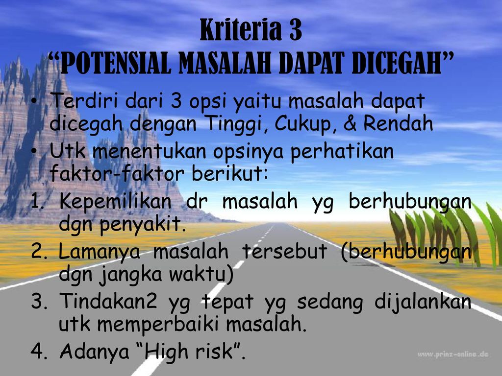 Kriteria 3 POTENSIAL MASALAH DAPAT DICEGAH