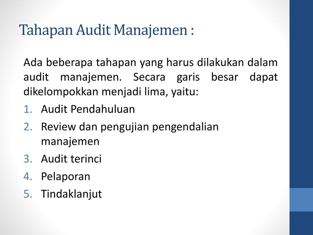Tahapan Audit Manajemen :