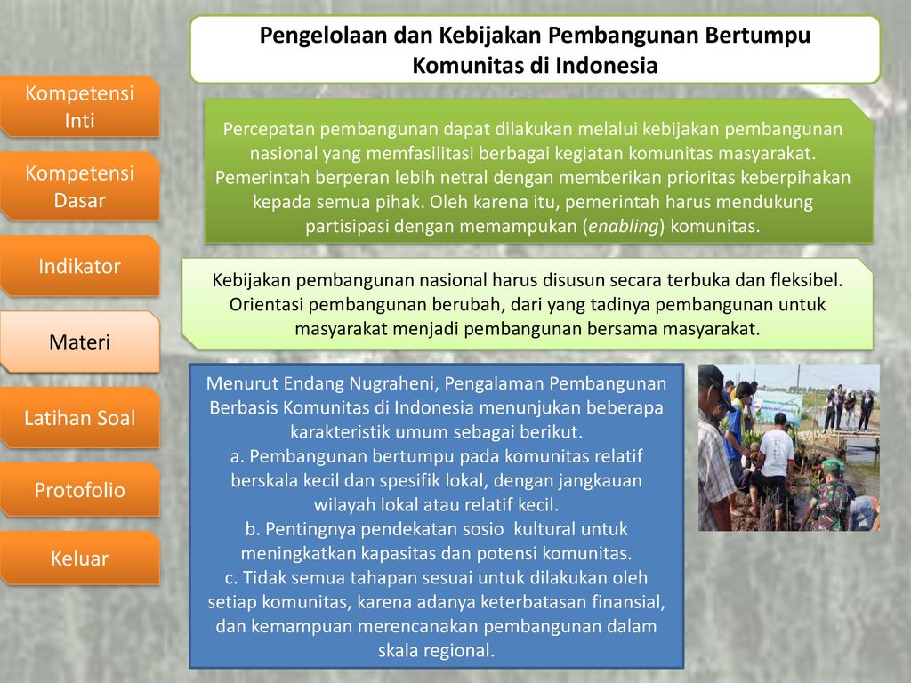 Pengelolaan dan Kebijakan Pembangunan Bertumpu Komunitas di Indonesia